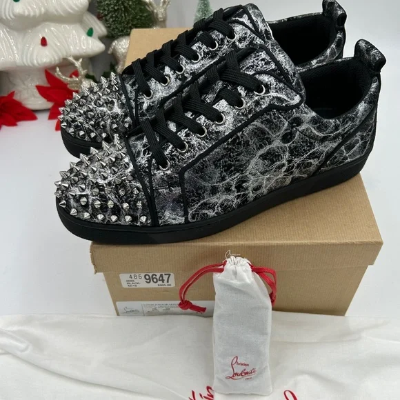 Men’s Christian Louboutin Louis Junior, black storm print leather size 43 - Picture 12 of 12